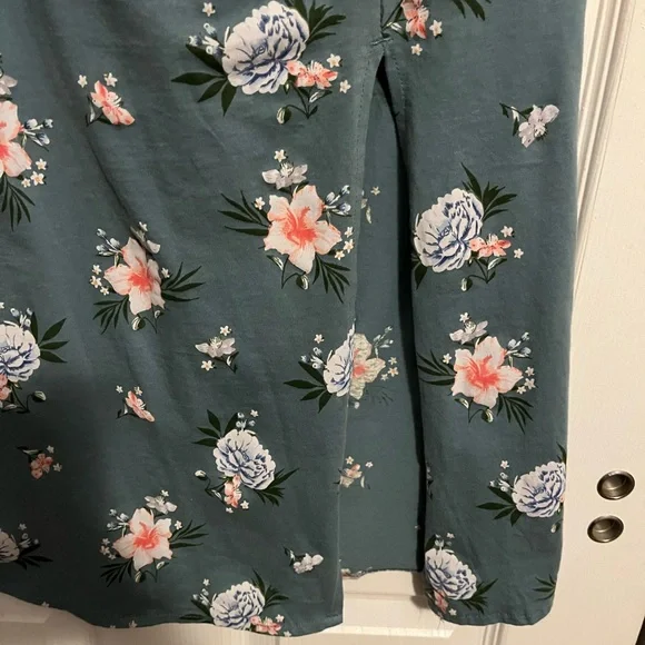 O’Neill ~ Green Floral Strapless Dress Front Side Slit Women’s Size Medium - Picture 3 of 5